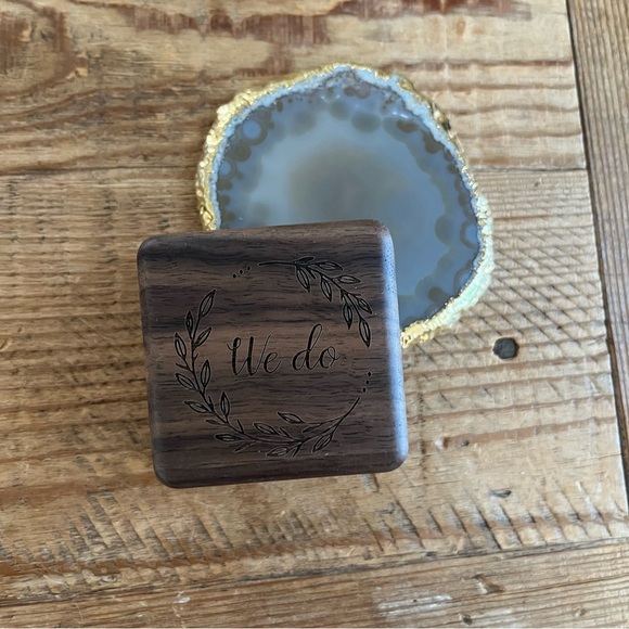 “We Do” Engraved Wooden Ring Box For 2 Rings - Great Wedding or Engagement Gift! - Picture 3 of 7